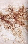 LEONARDO da Vinci, Funf studies of grotesque faces